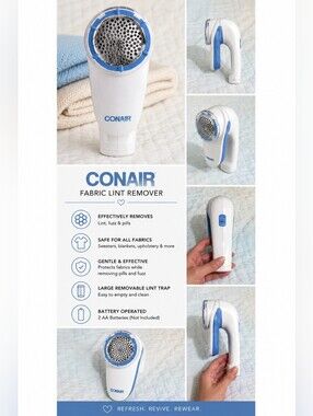 🧺 White & Blue Fabric Shaver – Clothes & Upholstery Lint Remover